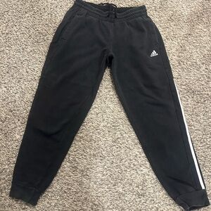 adidas Black Kids Joggers with White Side Stripes